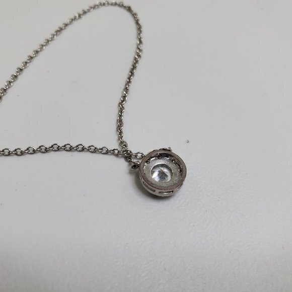 Rhinestone Chain Necklace Silver Tone Circle Penda‎ - Picture 6 of 7